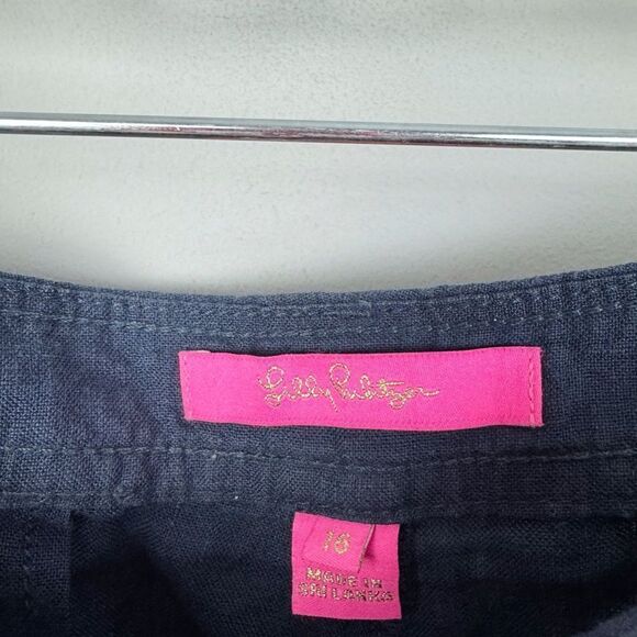 LILLY PULITZER | Breeta True Navy Blue Linen Wide Leg Pants Women’s Size 16 - Picture 8 of 14